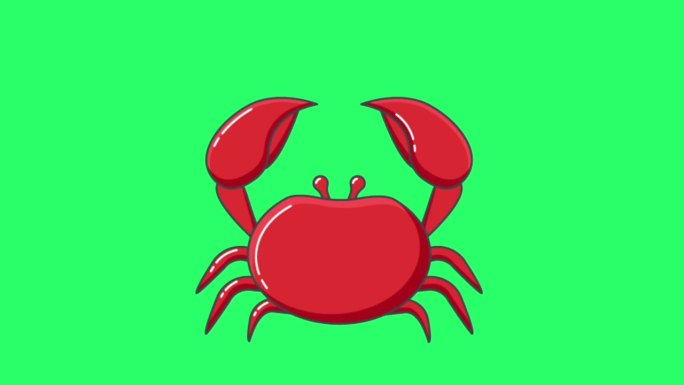 动画红蟹在绿色背景。