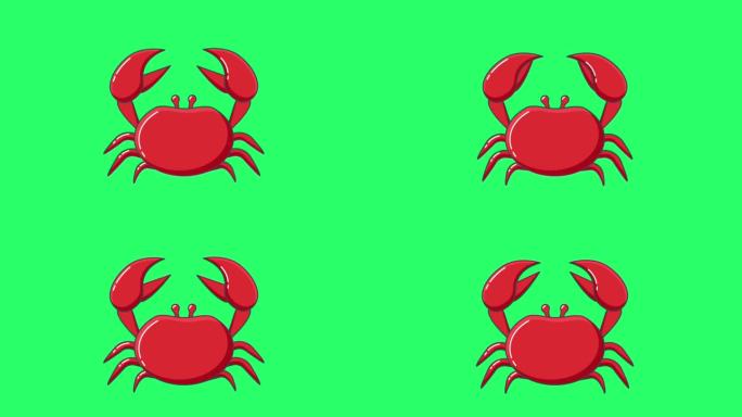 动画红蟹在绿色背景。
