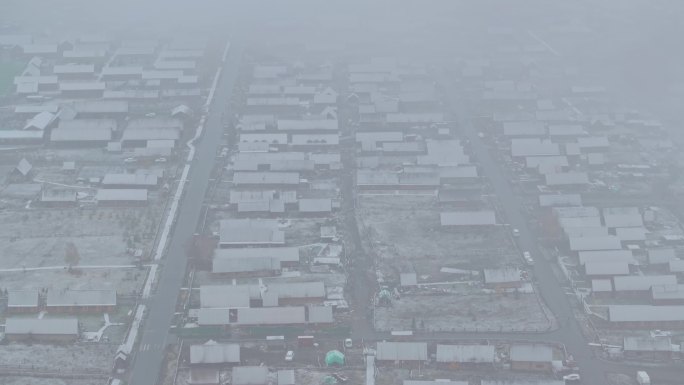 新疆禾木村雪景航拍