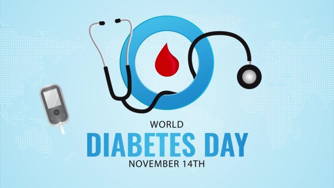 世界糖尿病日11月14日动画与糖尿病图标插图