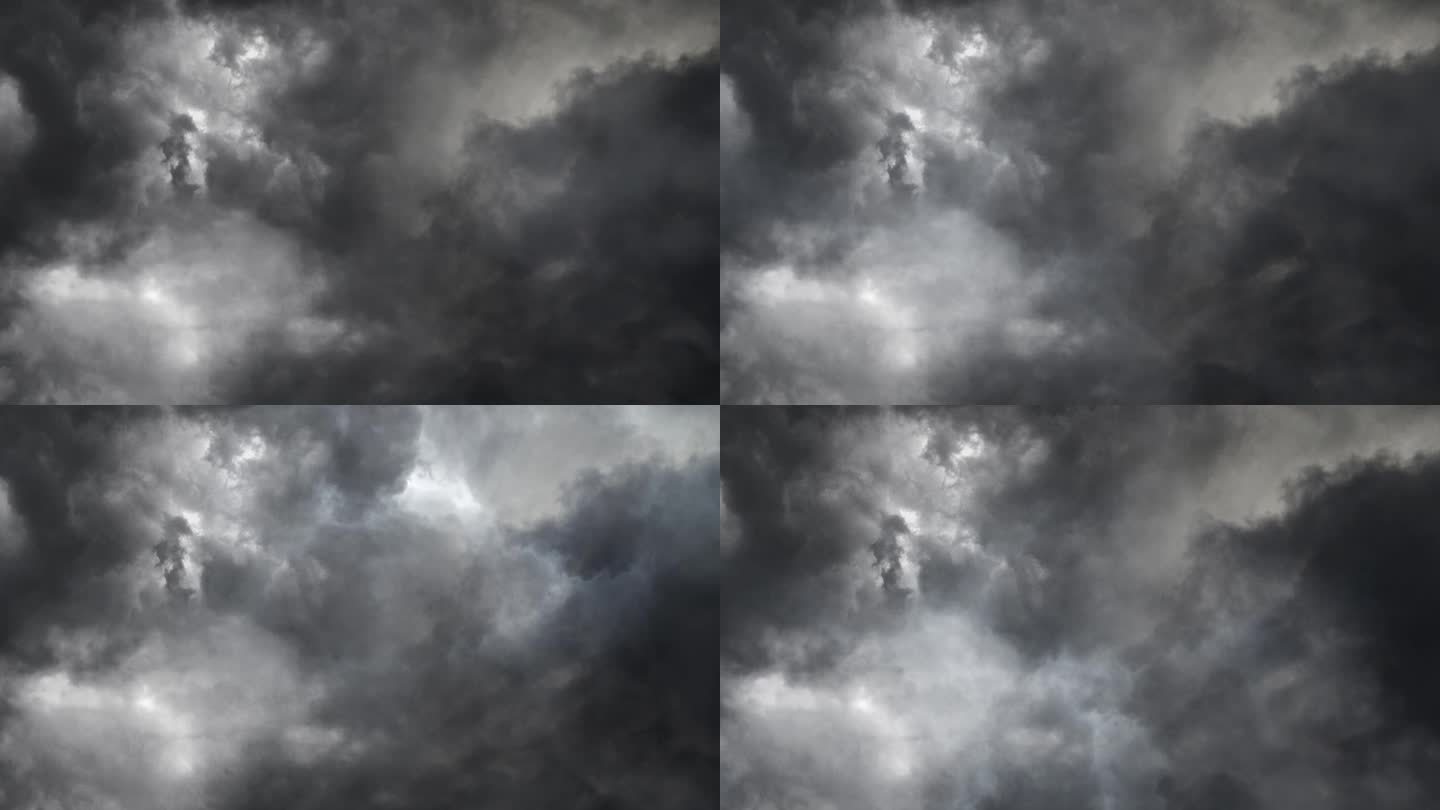 戏剧性的雷暴天空视图4k。