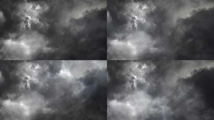 戏剧性的雷暴天空视图4k。