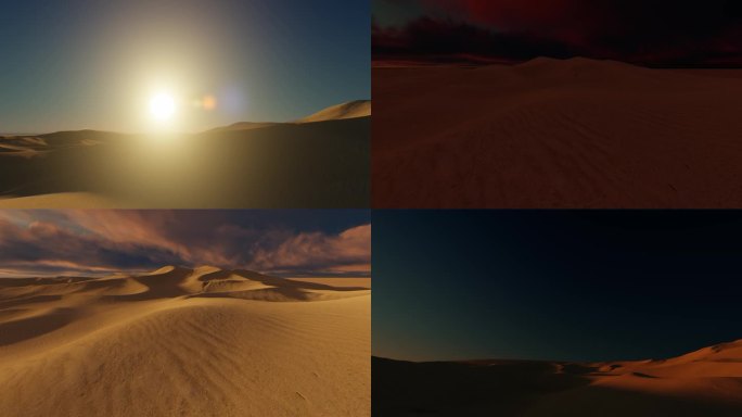 多组沙漠大漠荒漠日出朝阳光影延时穿梭组合