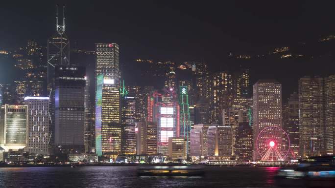 香港维多利亚港夜景延时素材