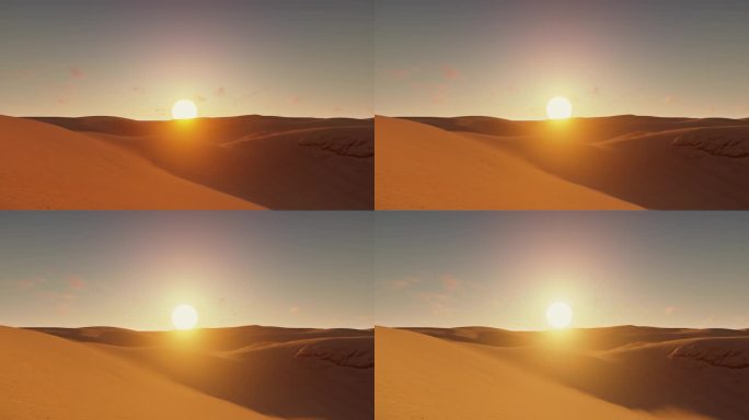 沙漠荒漠大漠沙丘日出太阳升起时间时光变化