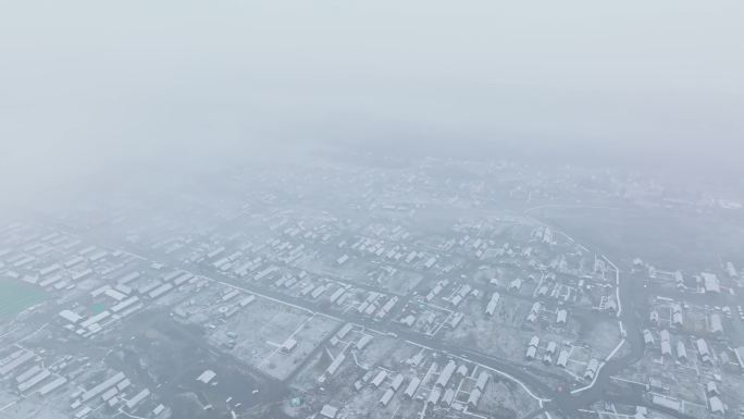 新疆禾木村雪景航拍