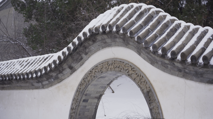 古代园林雪景实拍