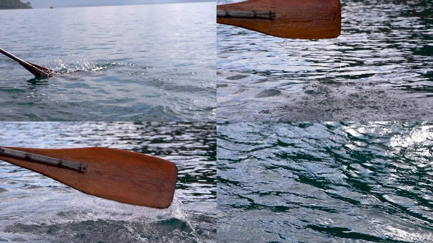 划船 船桨  特写   生格   湖水