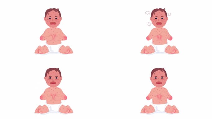 哭闹的麻疹宝宝2D人物动画
