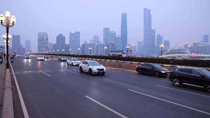 广州傍晚车流交通高帧率慢镜城市交通