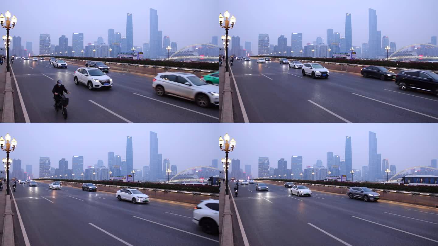 广州傍晚车流交通高帧率慢镜城市交通