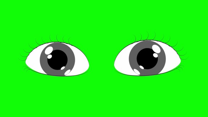 绿色屏幕上的眨眼卡通动画。4 k