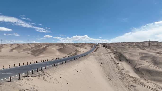 格尔木-u型公路 航拍沙漠公路