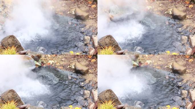 地热蒸汽和气泡在温泉中喷出