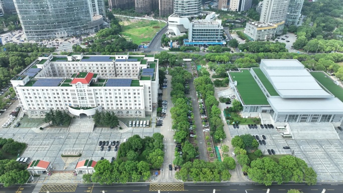 南昌市红谷滩行政广场航拍市政府建筑风光