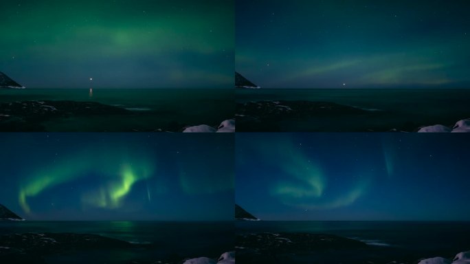 挪威的北极光随时间流逝