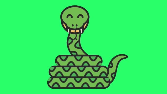 绿色背景上的绿色动画蛇。
