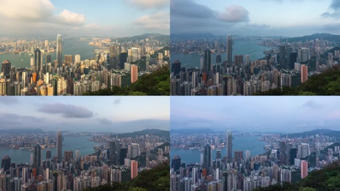 【商用4K】香港太平山顶通透光影夜景日落