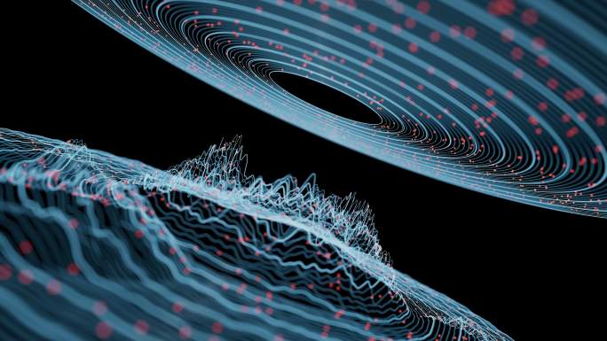 圆形波浪大数据科技网络概念三维特效动画