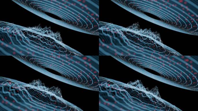 圆形波浪大数据科技网络概念三维特效动画