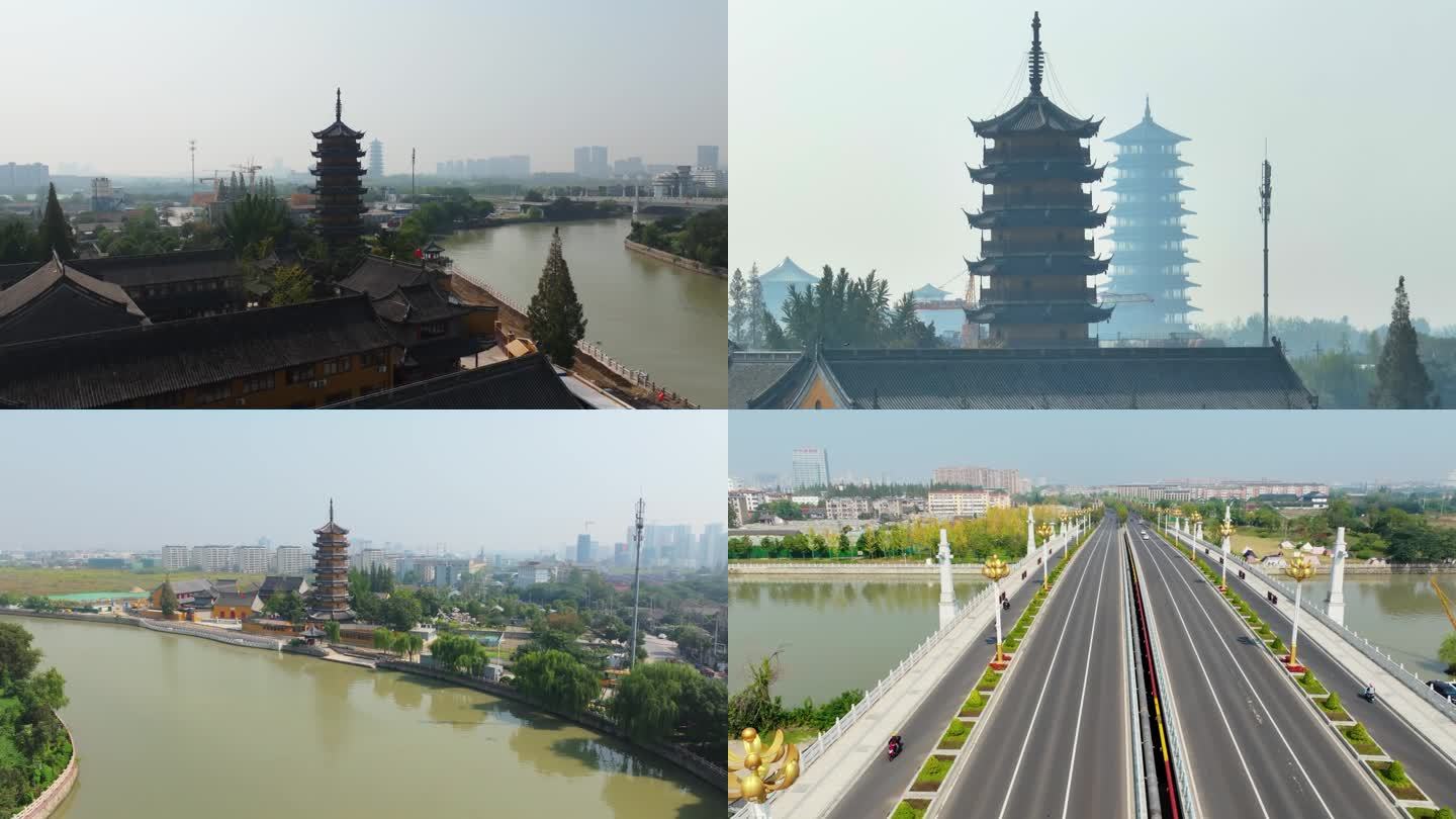 原创4K扬州航拍视频文峰塔渡江桥