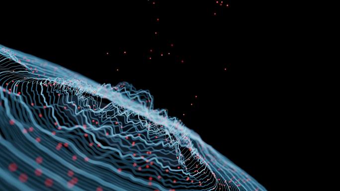 圆形波浪大数据科技网络概念三维特效动画