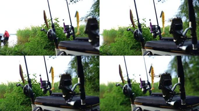 背景视频。渔夫的渔具。特写镜头。