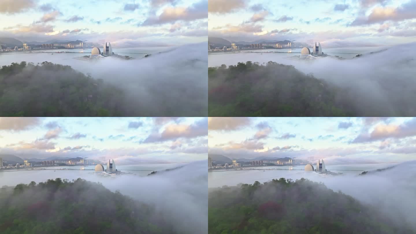 珠海日月贝平流雾/云海城市风光