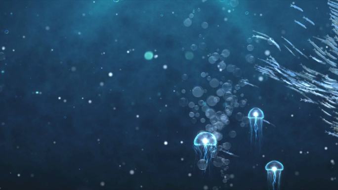 海底世界 水母 粒子 海底 植物
