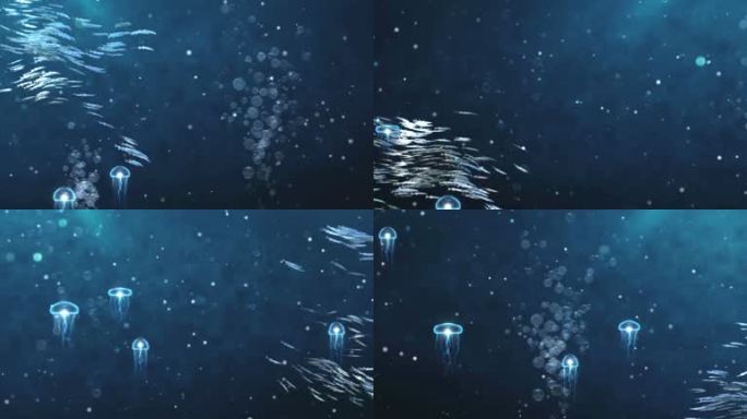 海底世界 水母 粒子 海底 植物