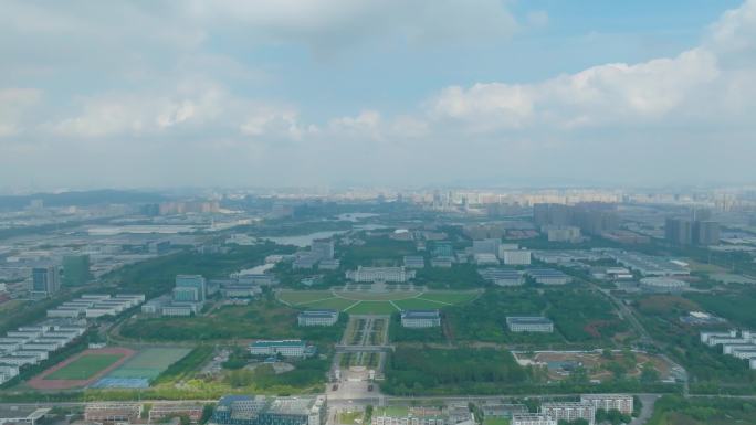 4K航拍东南大学九龙湖校园风景