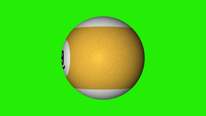 3D动画斯诺克黄白9号球与色度键可移动的背景