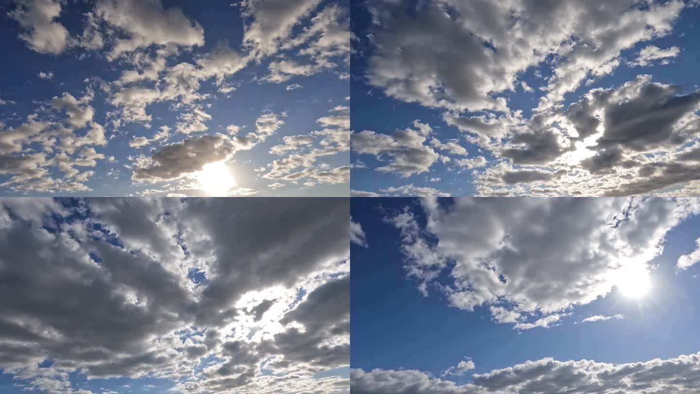 太阳光影变换云遮日蓝天白云超长视频