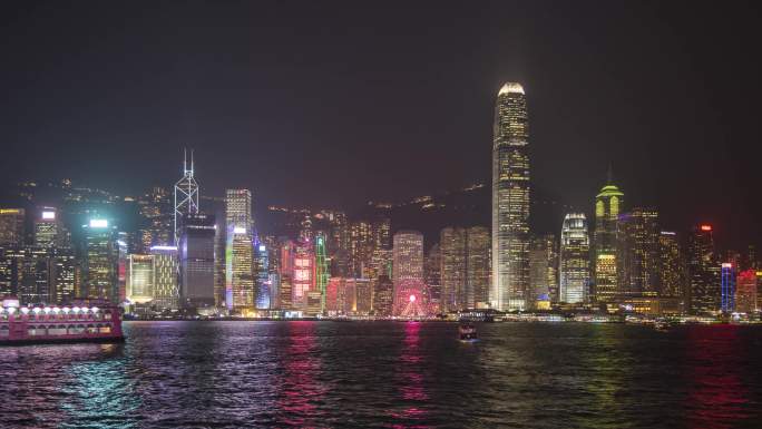 香港维多利亚港夜景延时素材