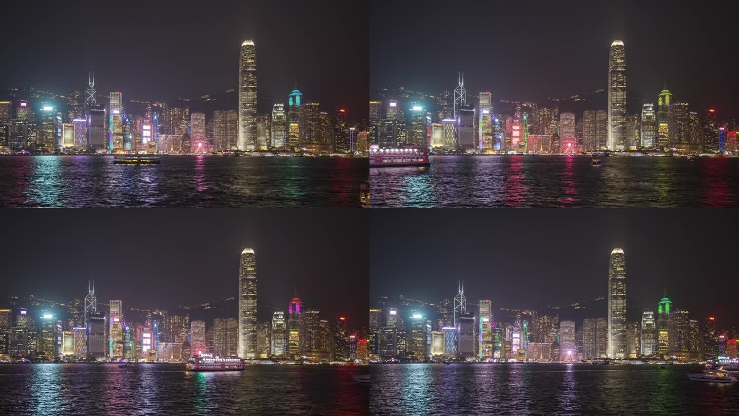 香港维多利亚港夜景延时素材