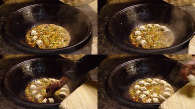 铁锅大烩菜花卷特色美食