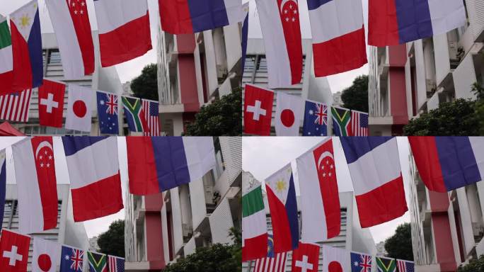国际学校国旗悬挂展示国际日活动校园装饰