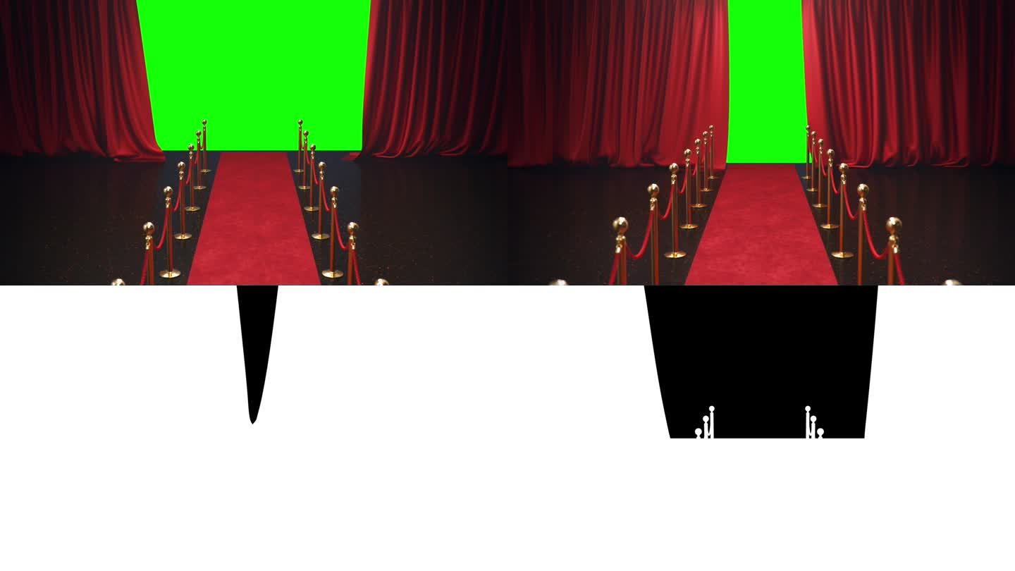 优雅的红色丝绸窗帘，优雅地打开和关闭，为剧院或歌剧搭建舞台。一个非常详细的设计项目模型。带有Alph