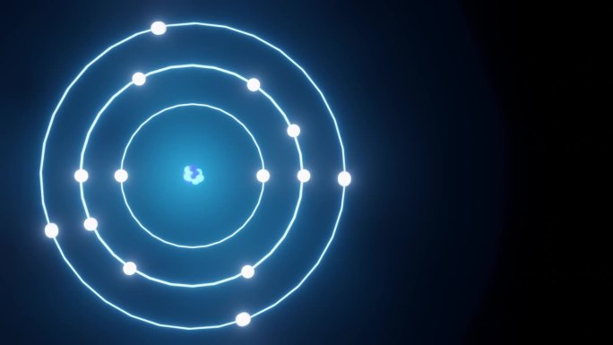 旋转发光的硅分子圆形线条旋转蓝色粒子动态