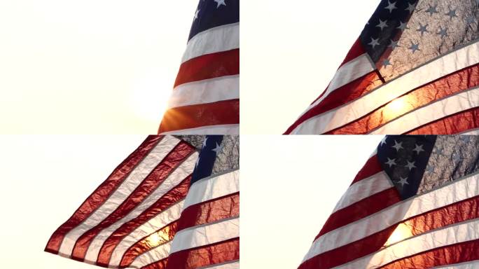 退伍军人节快乐。美国国旗在天空中迎风飘扬，11月11日是美国的联邦假日，用来纪念美国武装部队的退伍军