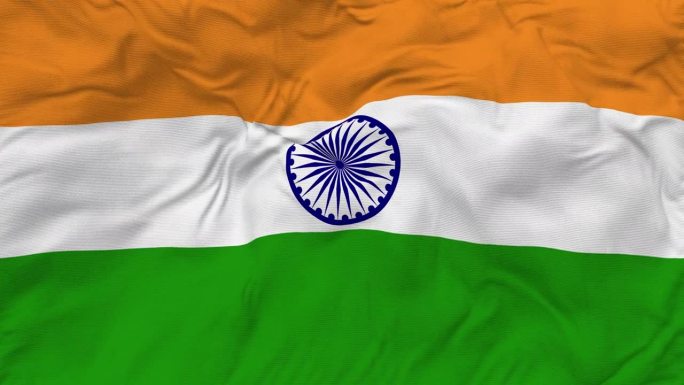 印度国旗无缝循环背景挥舞慢动作