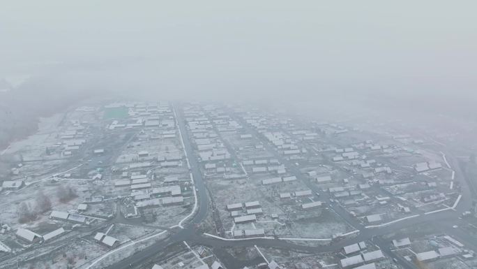 新疆禾木村雪景航拍