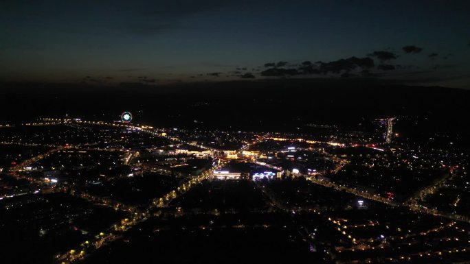 日落后的八卦城夜景城市灯光