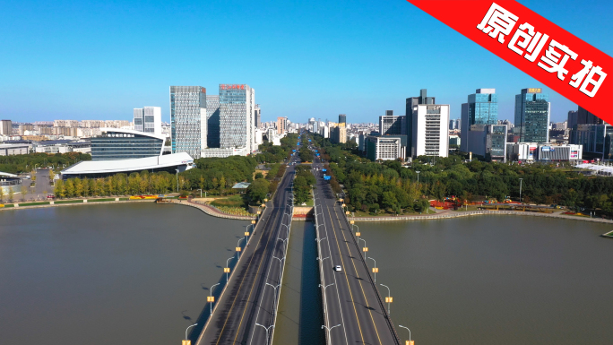 4K扬州市邗江区地标明月湖大桥