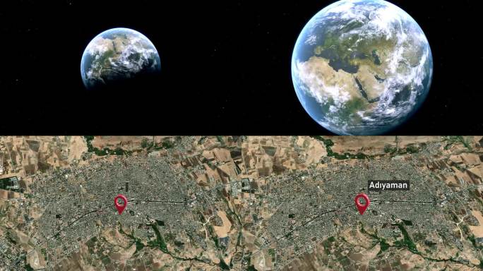 Adıyaman从太空到地球的城市地图，土耳其(Turkiye)