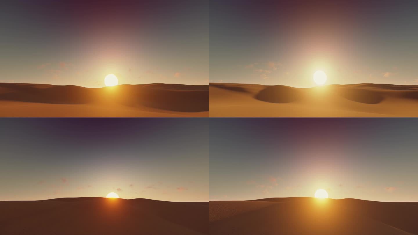 沙漠大漠荒漠日出朝阳太阳升起大气风光延时
