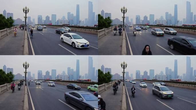 广州车流交通高帧率慢镜城市交通
