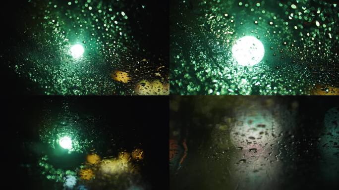 雨夜玻璃上的雨滴