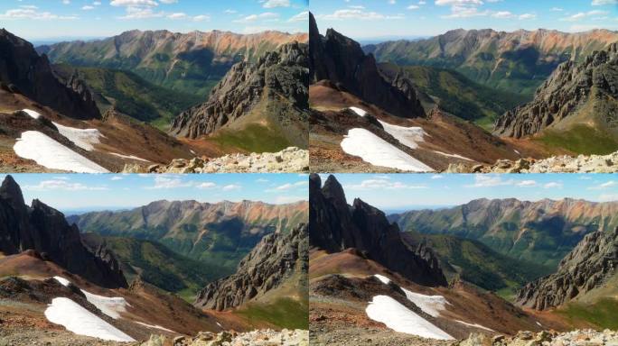 南科罗拉多州夏天多雪梦幻的落基山脉圣胡安山顶冰湖盆地步道向锡尔弗顿特柳赖德Ouray红山翻车鱼山口世