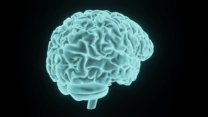 大脑发出辐射全息光，展示其增强的活动和改善的心理健康
